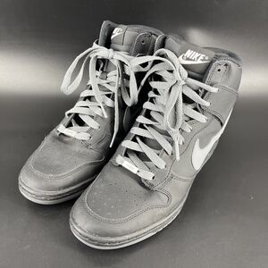 Nike Dunk Sky Hi Shoes Women's 8.5 Black Grey Hidden Wedge Heel Sneakers Leather